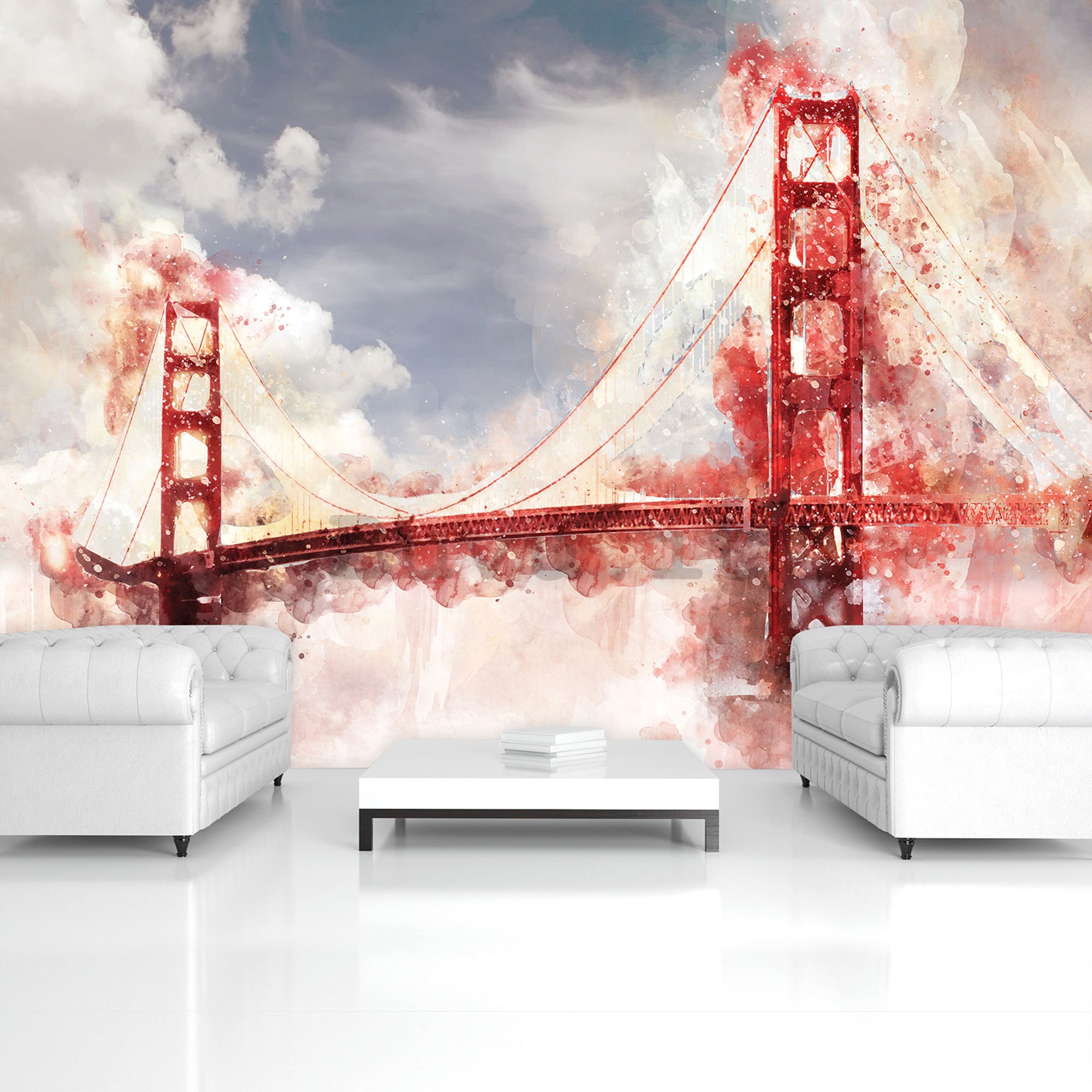 Fotomurale in TNT: Golden Gate Bridge (dipinto) - 184x254 cm