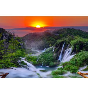 Fotomurale in TNT: Laghi di Plitvice (alba) - 184x254 cm