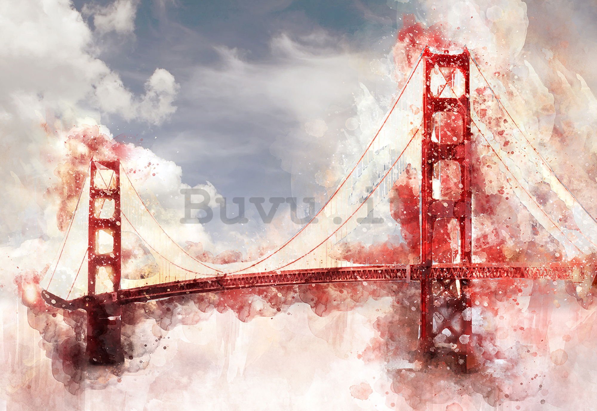 Fotomurale: Golden Gate Bridge (dipinto) - 184x254 cm