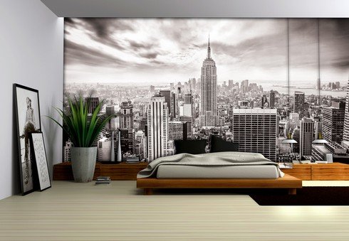 Fotomurale: Vista di New York (in bianco e nero) - 184x254 cm