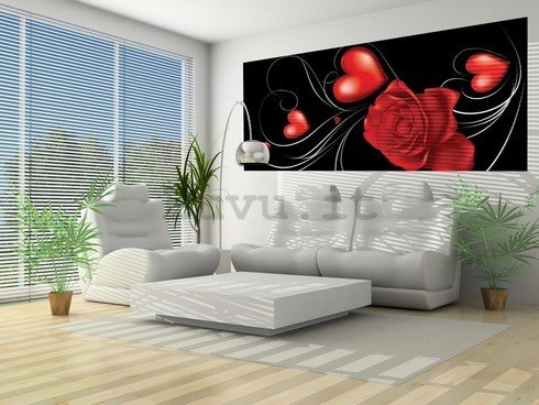 Fotomurale: Rose e Cuori - 104x250 cm