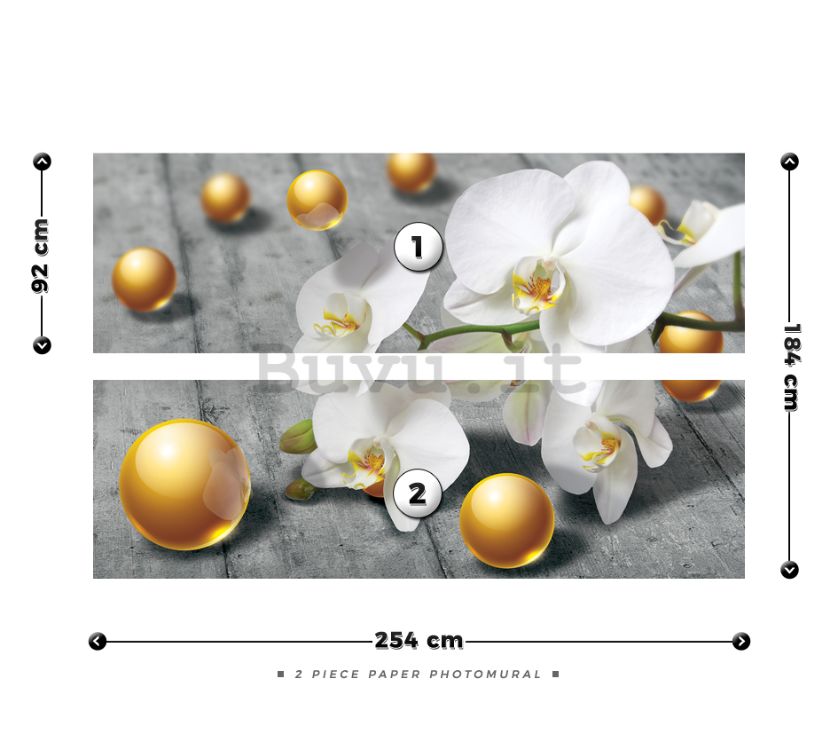 Fotomurale: Orchidea e palline gialle - 184x254 cm