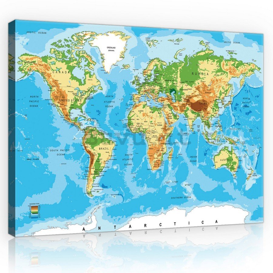 Quadro su tela: Mappa del mondo (3) - 75x100 cm