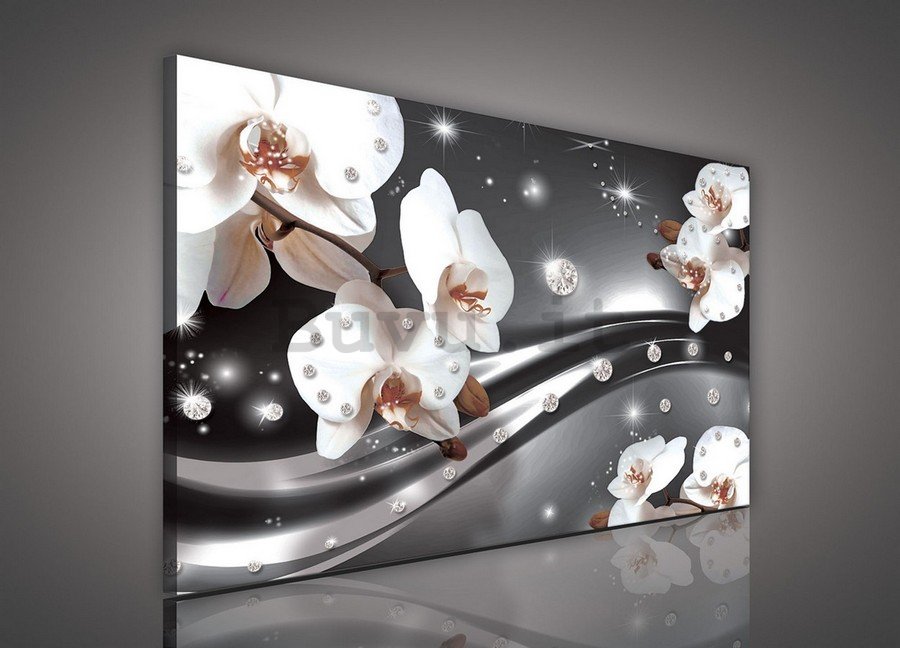 Quadro su tela: Orchidee e astrazione - 75x100 cm