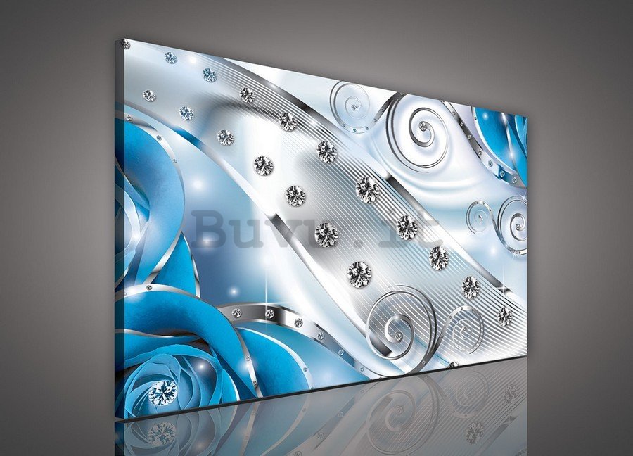 Quadro su tela: Astrazione di lusso (blu) - 75x100 cm