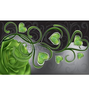 Quadro su tela: Cuoricini e rose (verdi) - 75x100 cm