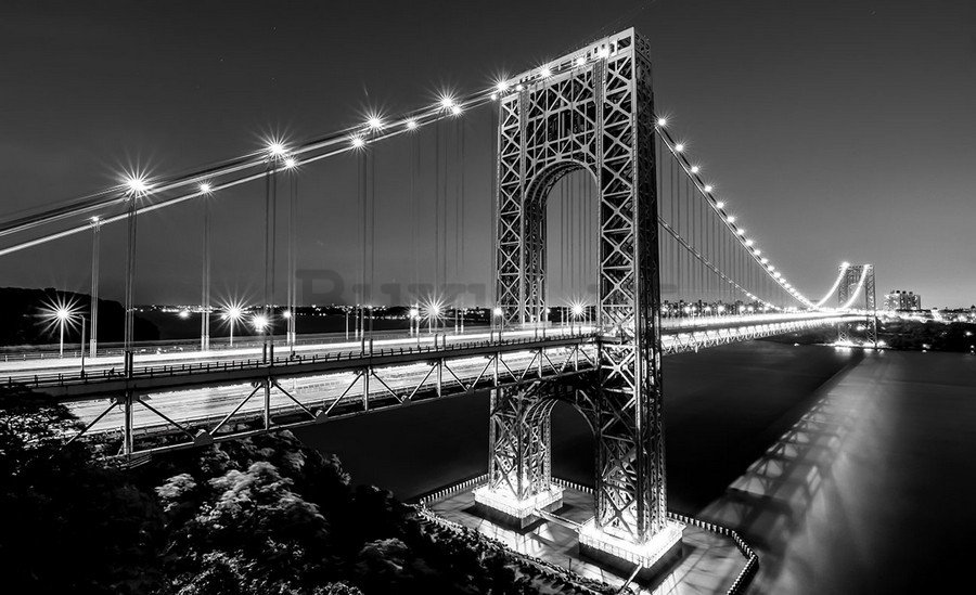 Quadro su tela: Manhattan Bridge (in bianco e nero) - 75x100 cm