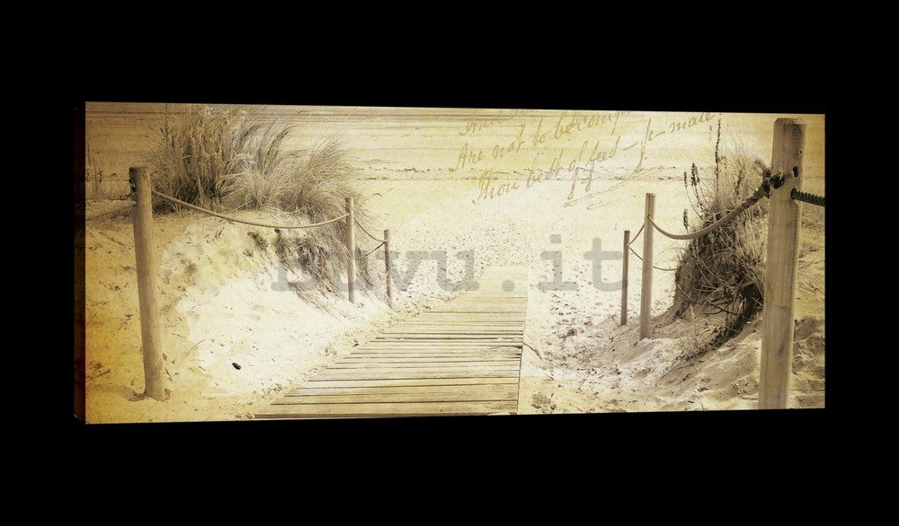 Quadro su tela: Sentiero sulla spiaggia (vintage) - 145x45 cm