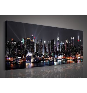 Quadro su tela: New York di notte (2) - 145x45 cm