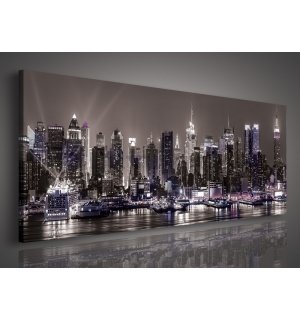 Quadro su tela: New York di notte - 145x45 cm