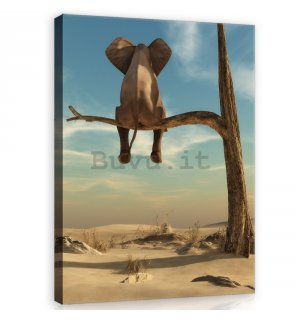 Quadro su tela: Elefante sull'albero - 100x75 cm