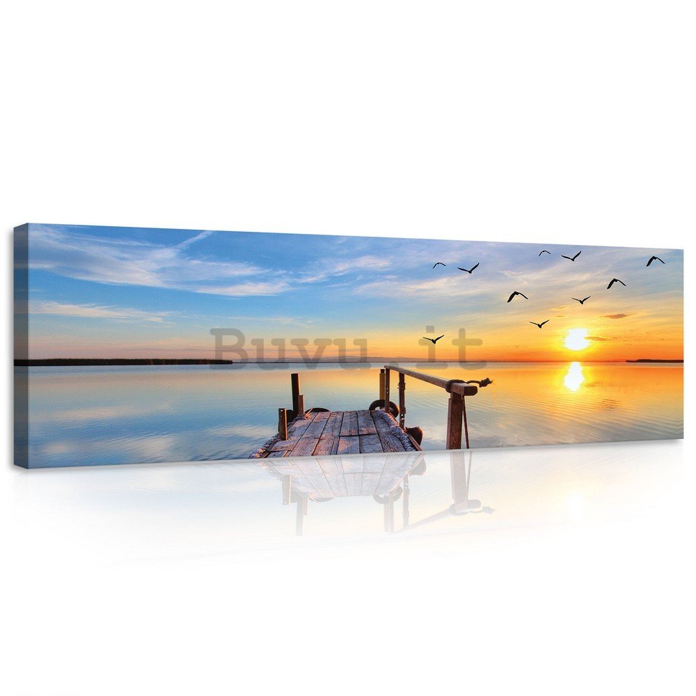 Quadro su tela: Molo al tramonto - 145x45 cm