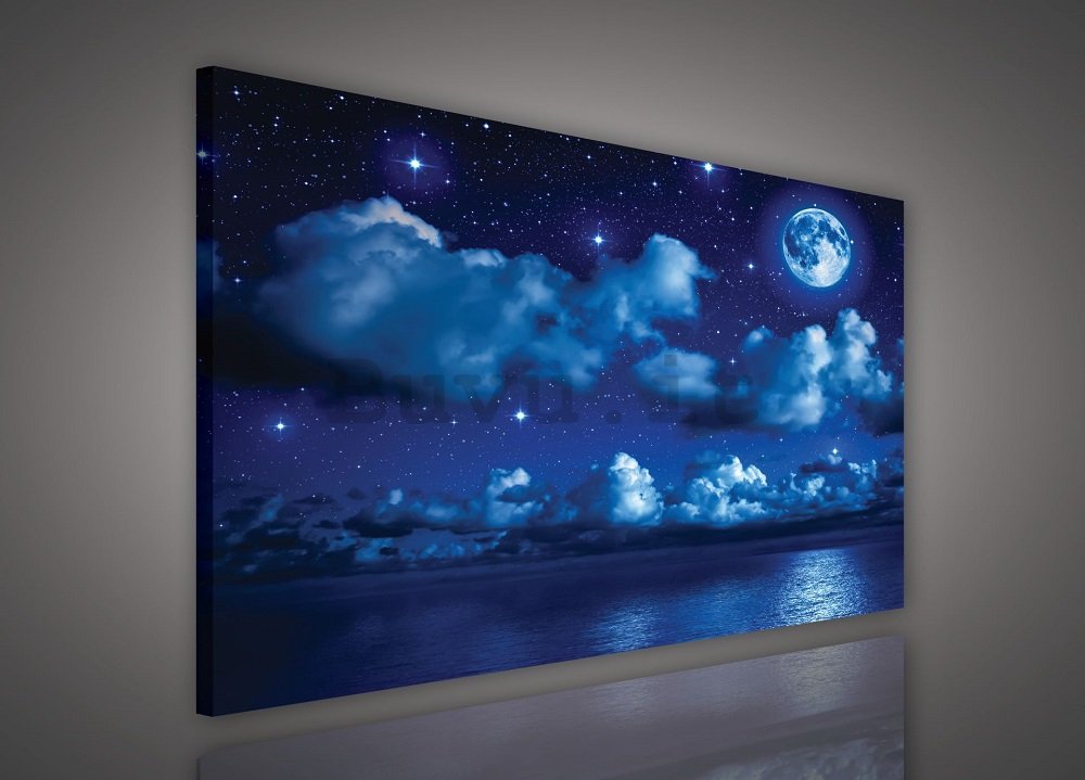 Quadro su tela: Notte con la luna - 75x100 cm