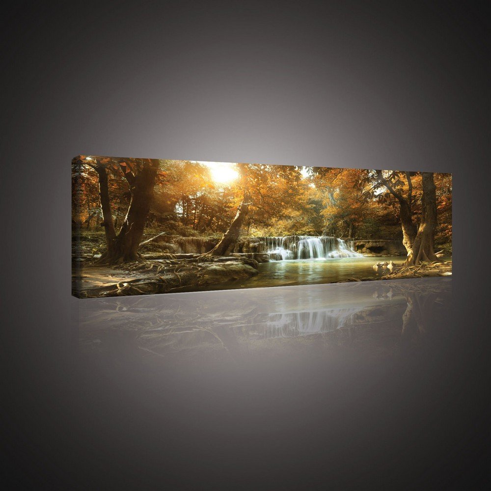 Quadro su tela: Cascate nella foresta (1) - 145x45 cm