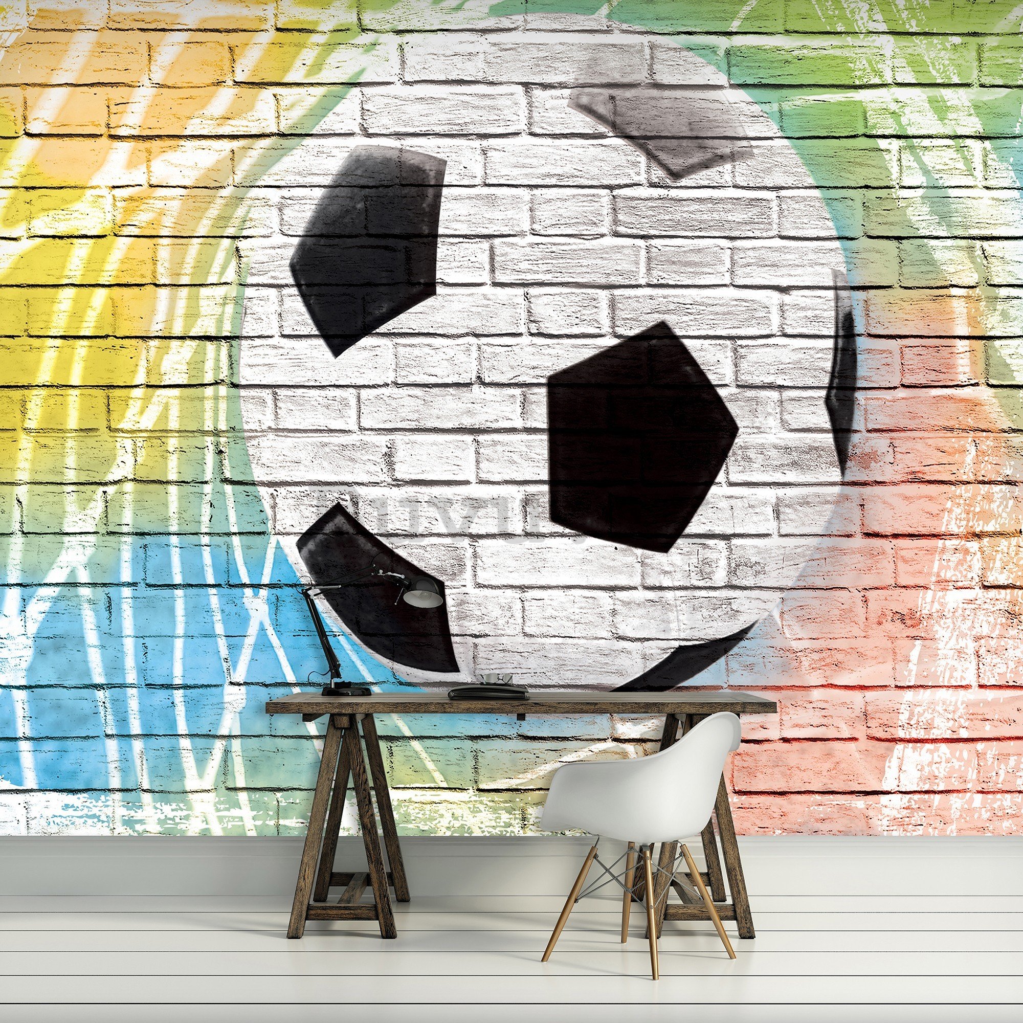 Fotomurale in TNT: Pallone da calcio (dipinto) - 416x254 cm