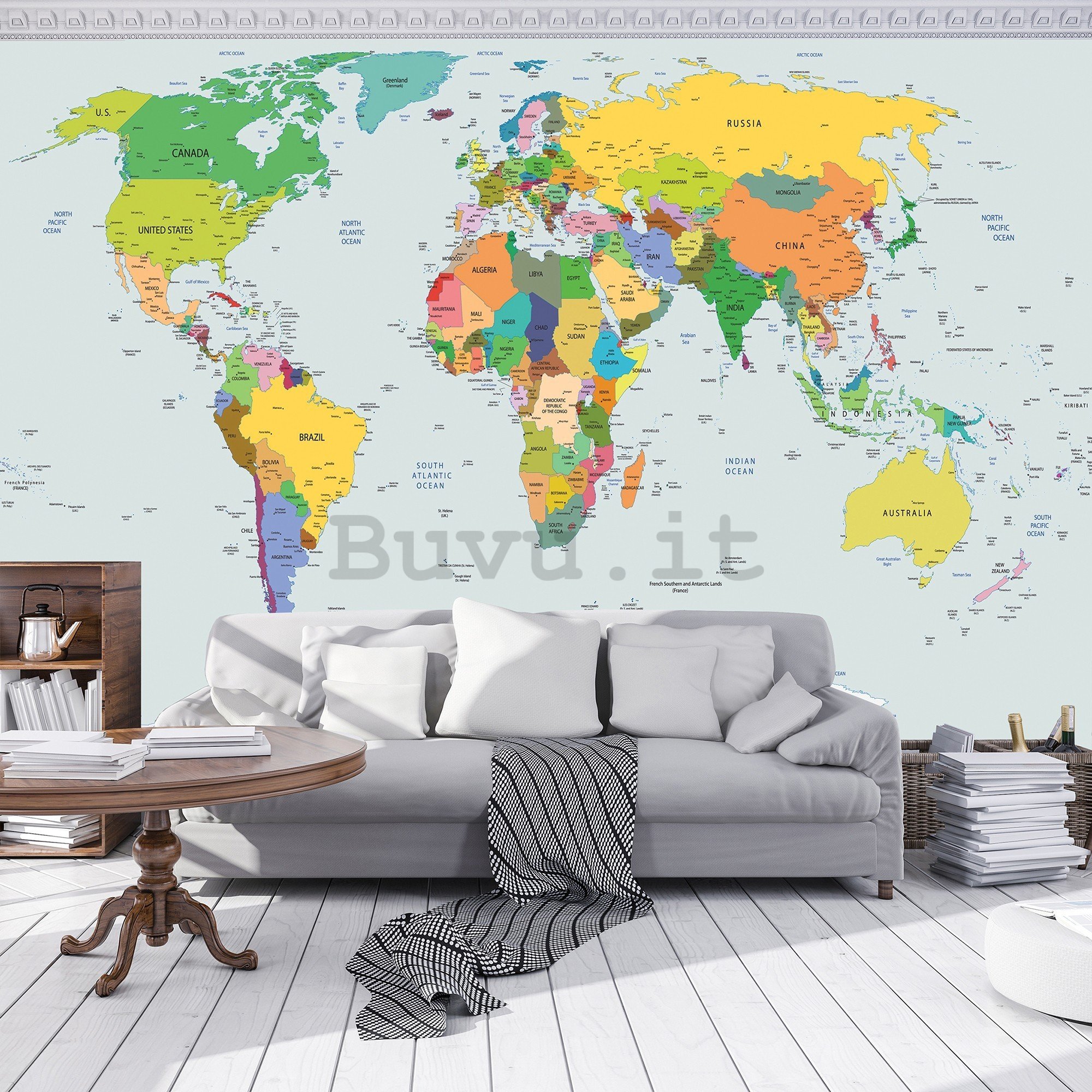 Fotomurale in TNT: Mappa del mondo (2) - 416x254 cm