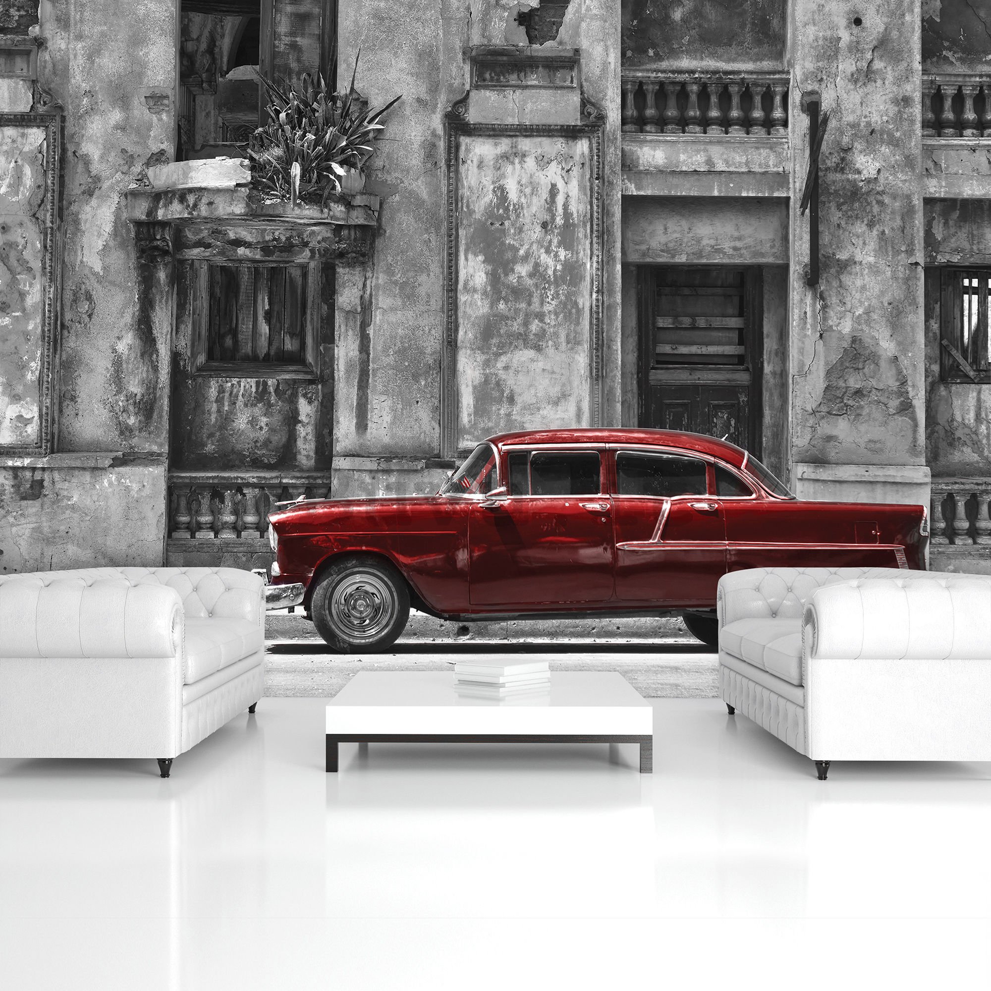 Fotomurale: Automobile cubana rossa - 184x254 cm