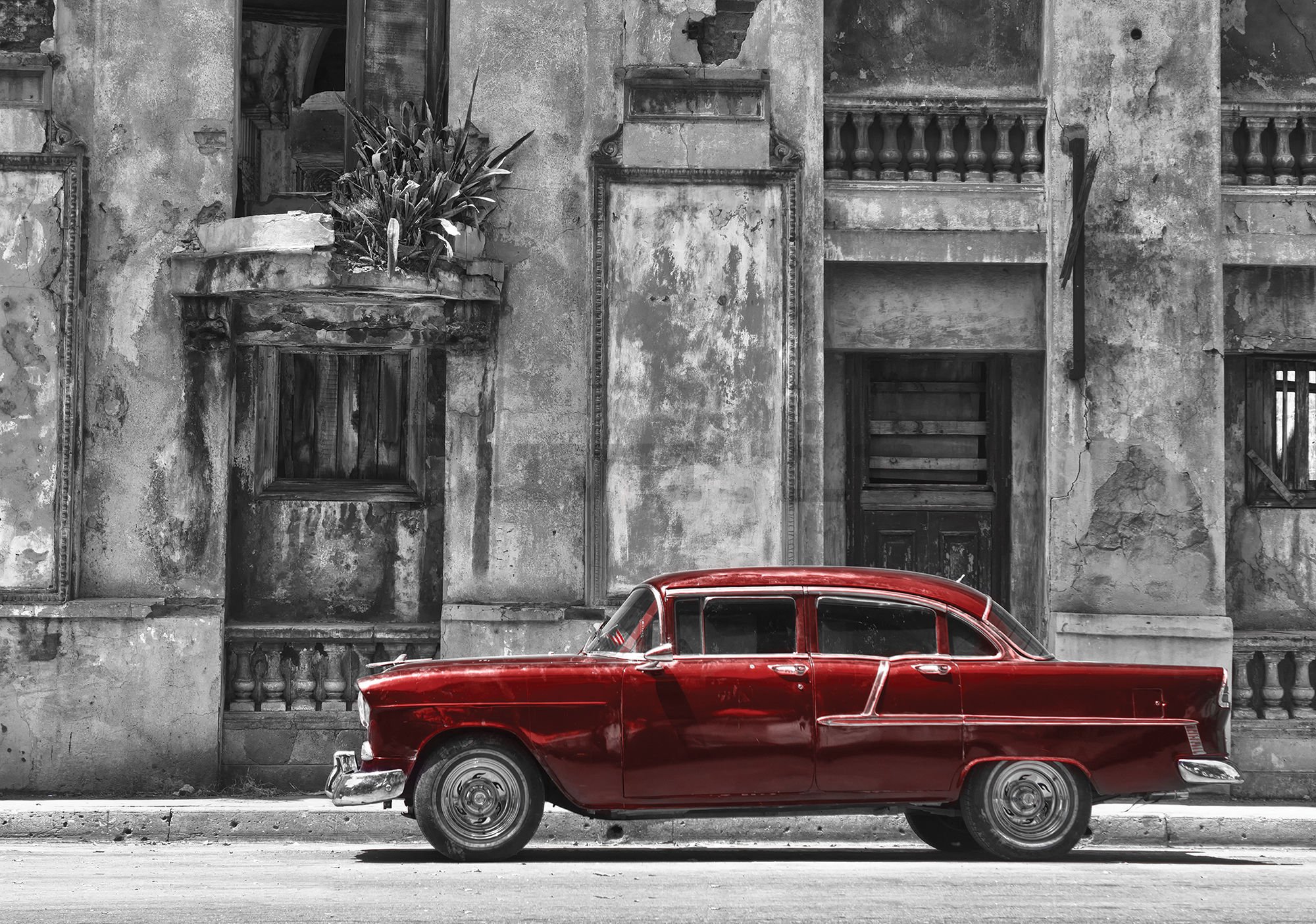 Fotomurale: Automobile cubana rossa - 184x254 cm