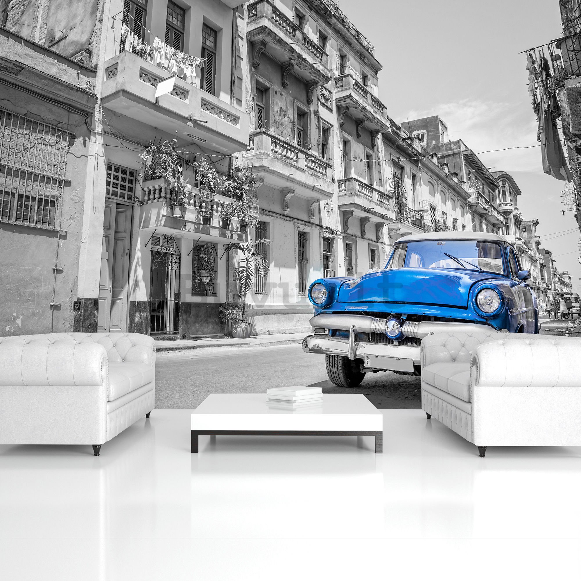 Fotomurale: Auto blu dell'Avana - 184x254 cm