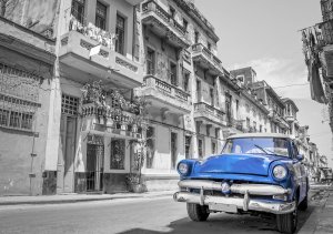 Fotomurale: Auto blu dell'Avana - 184x254 cm