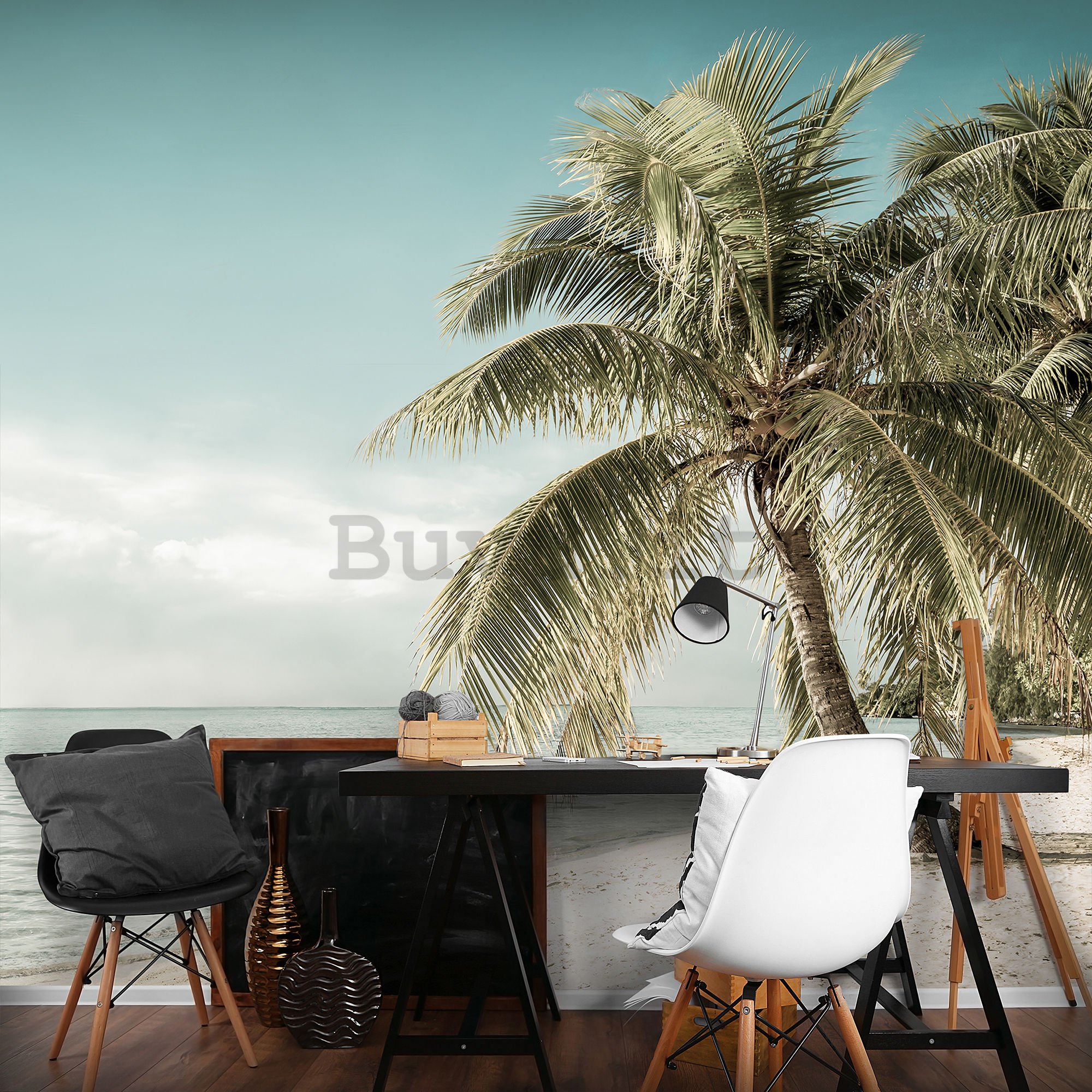 Fotomurale: Costa con palme - 184x254 cm