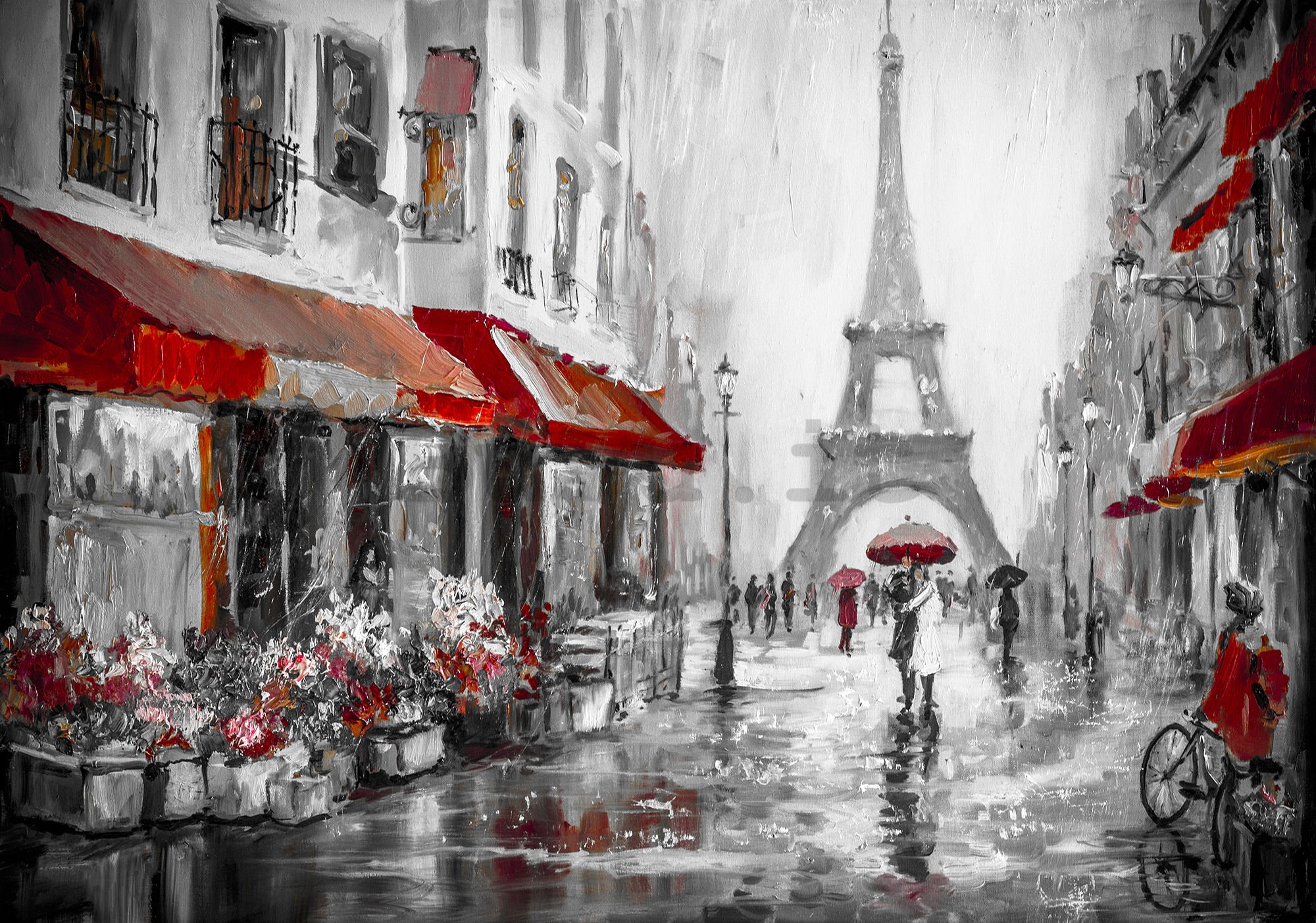 Fotomurale: Tempo piovoso vicino alla Torre Eiffel - 254x368 cm