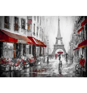 Fotomurale: Tempo piovoso vicino alla Torre Eiffel - 254x368 cm