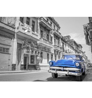Fotomurale in TNT: Auto blu dell'Avana - 184x254 cm
