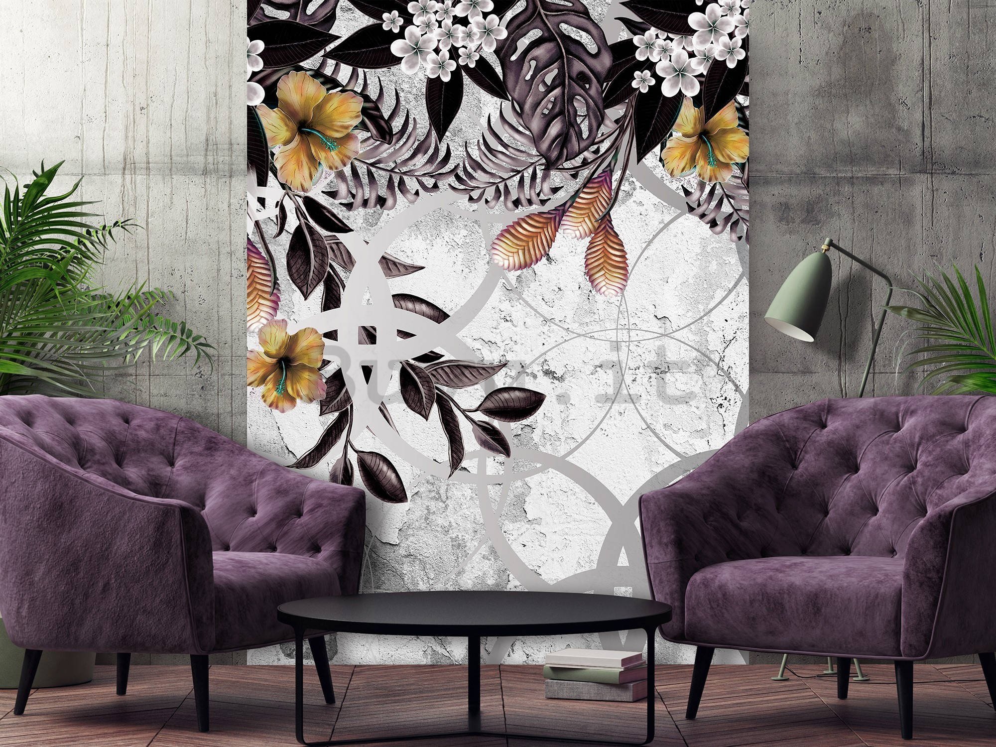 Fotomurale: Astrazione floreale dipinta (1) - 184x254 cm