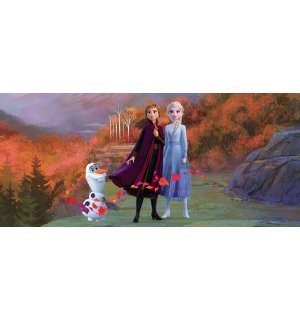 Fotomurale in TNT: Frozen II Anna, Elsa, Olaf (2) (panorama) - 202x90 cm