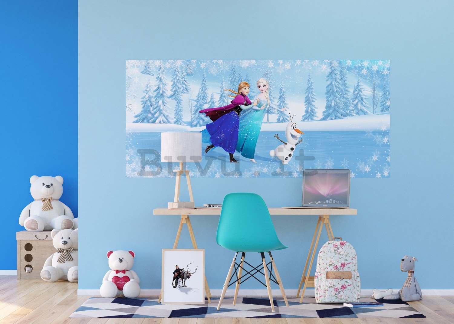 Fotomurale in TNT: Frozen  Anna, Elsa, Olaf (panorama) - 202x90 cm