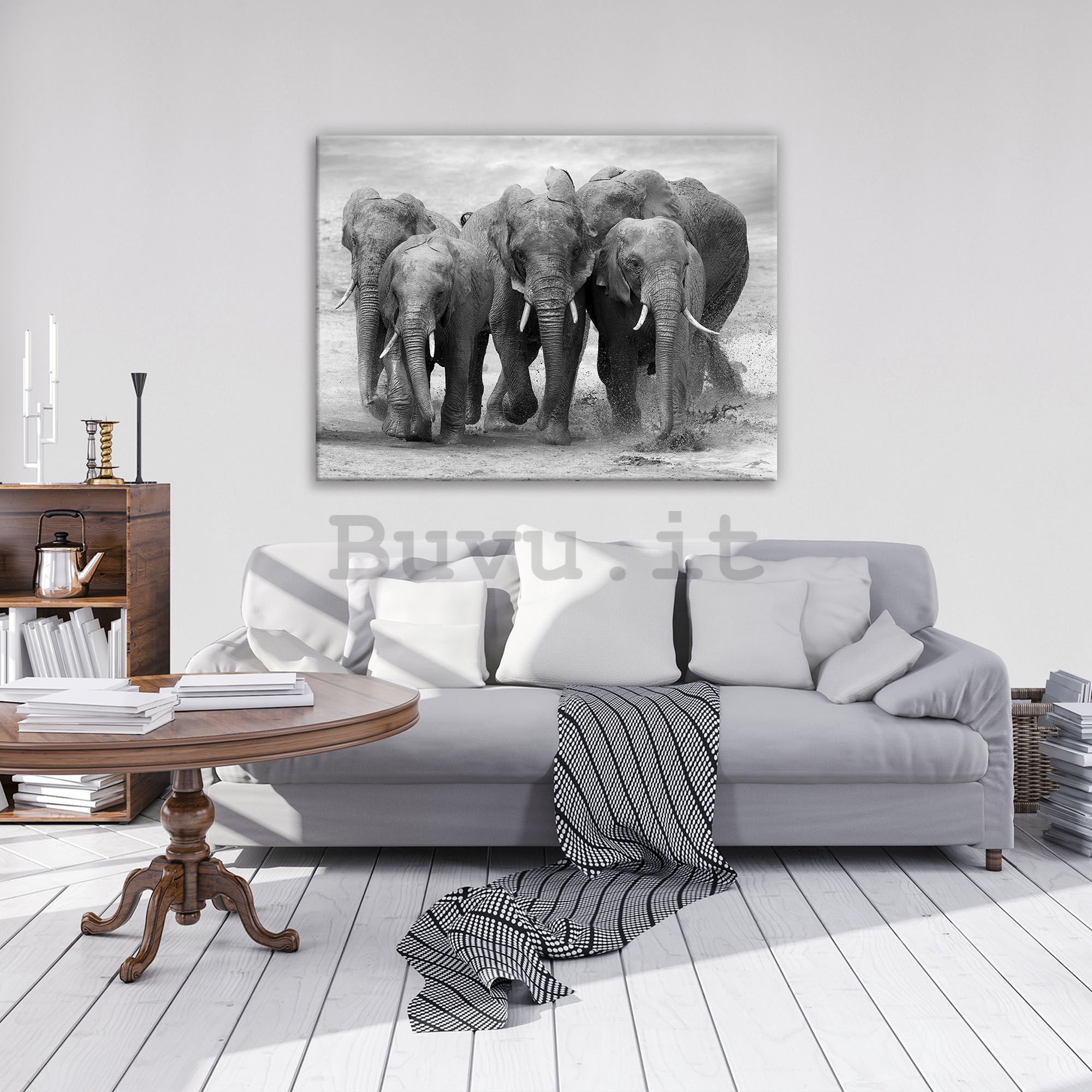 Quadro su tela: Elefanti - 80x60 cm