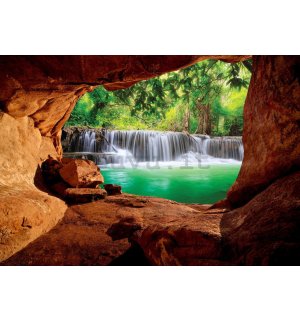 Fotomurale: Cascata dietro la grotta - 368x254 cm