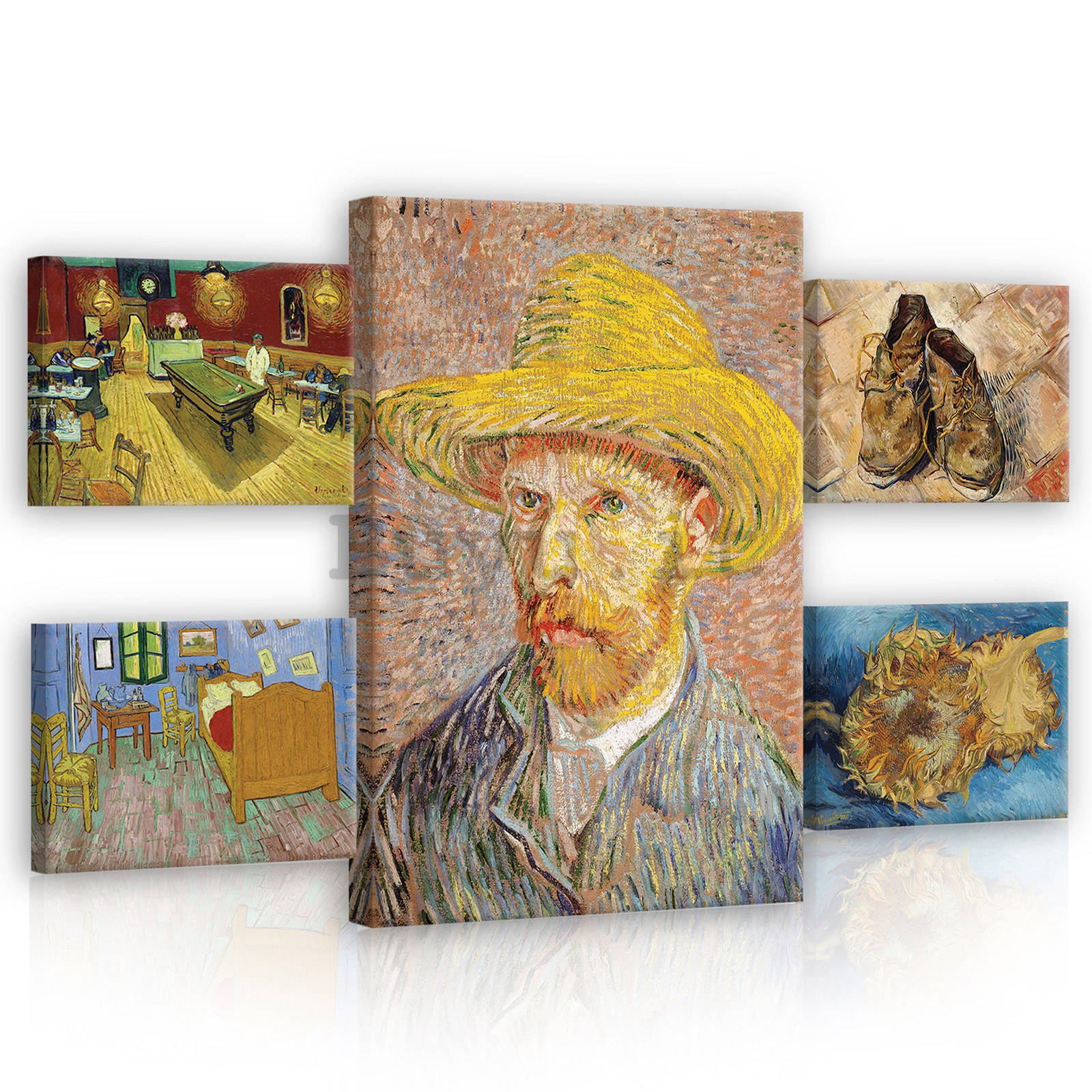 Quadro su tela: Vincent van Gogh - set 1pz 70x50 cm e 4pz 32,4x22,8 cm