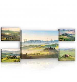 Quadro su tela: Toscana - set 1pz 70x50 cm e 4pz 32,4x22,8 cm