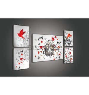Quadro su tela: Origami (1) - set 1pz 70x50 cm e 4pz 32,4x22,8 cm