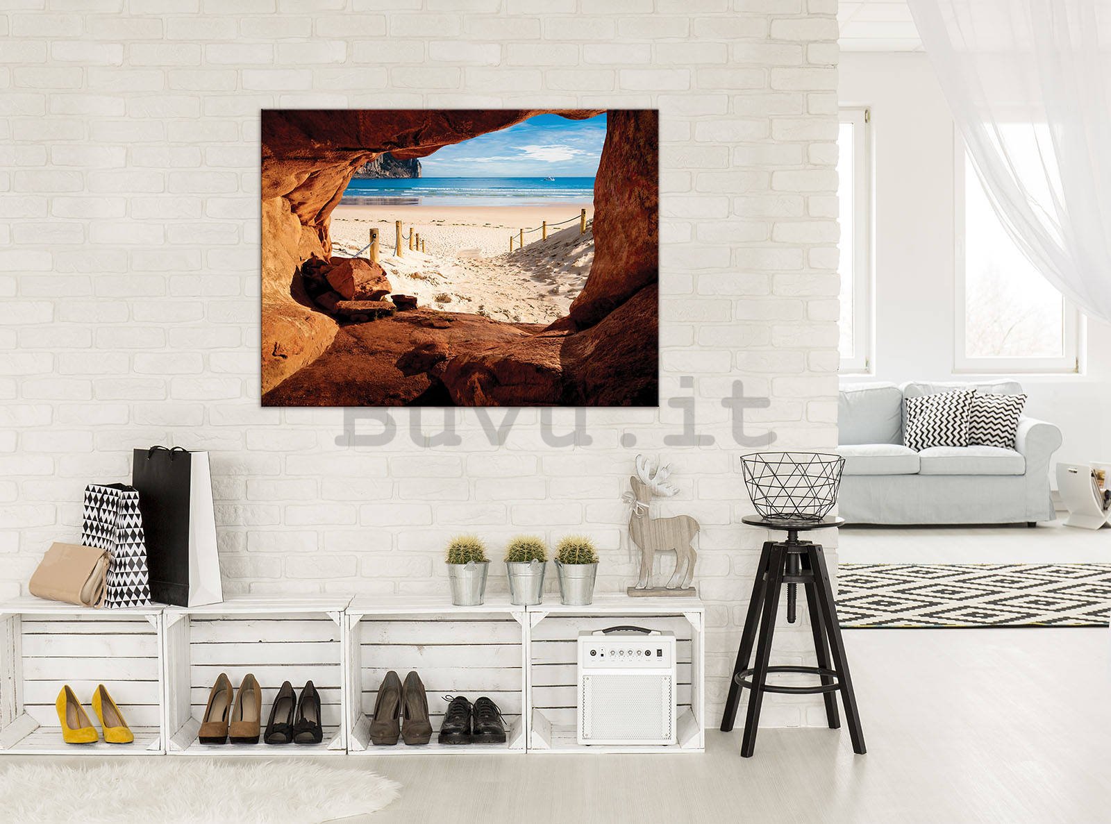 Quadro su tela: Spiaggia dietro la grotta - 80x60 cm