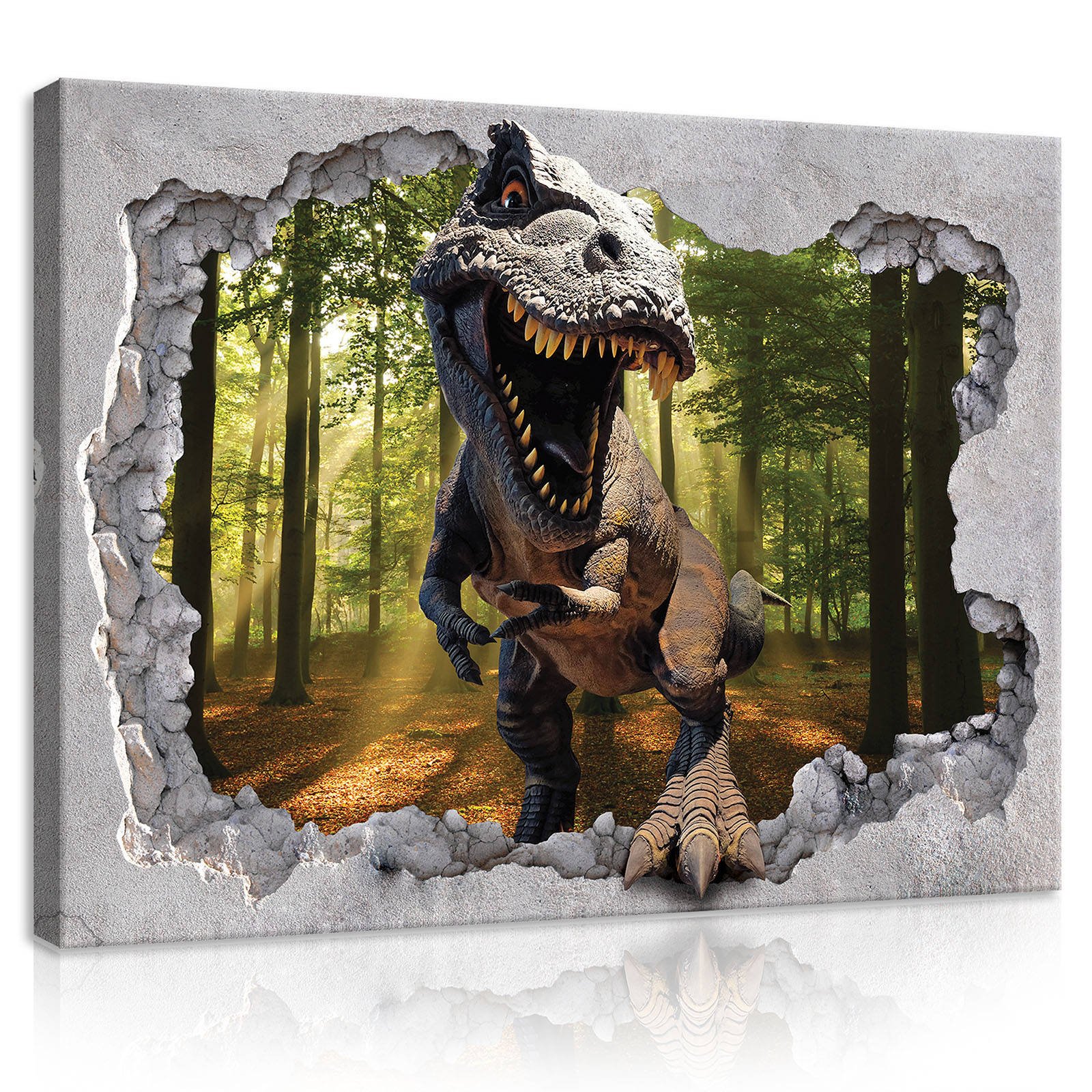 Quadro su tela: Dinosauro nella foresta - 80x60 cm