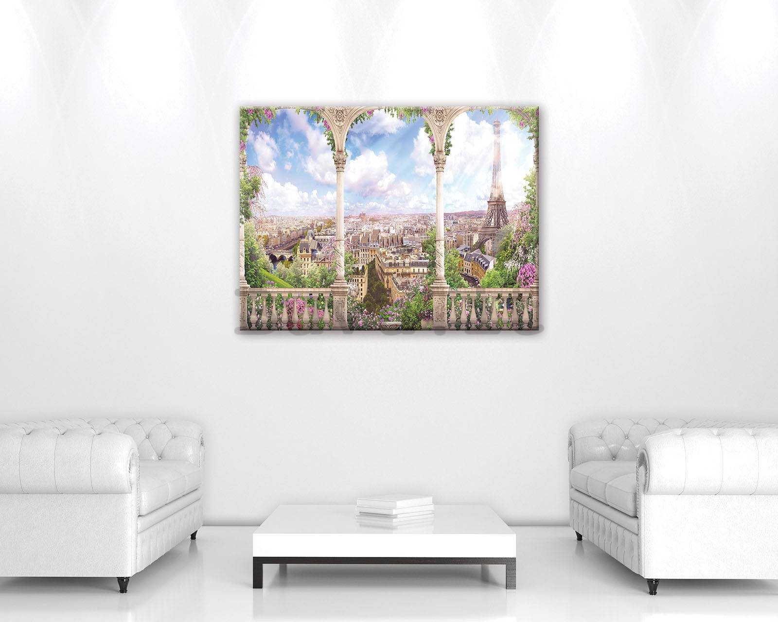 Quadro su tela: Vista romantica di Parigi - 80x60 cm