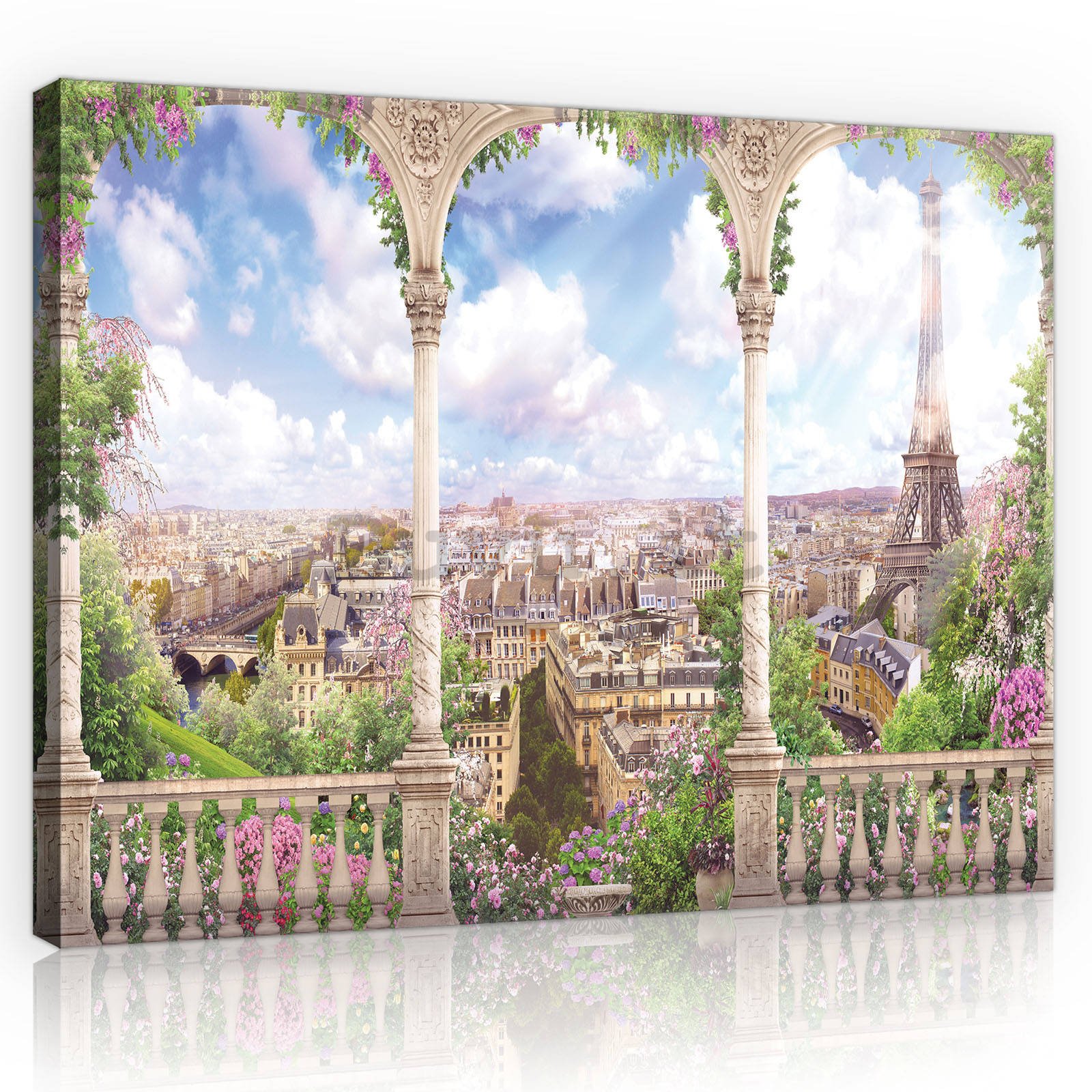 Quadro su tela: Vista romantica di Parigi - 80x60 cm