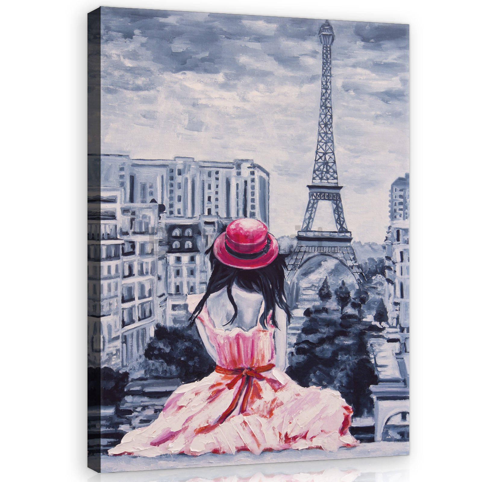 Quadro su tela: Ragazza a Parigi - 60x80 cm
