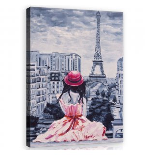 Quadro su tela: Ragazza a Parigi - 60x80 cm
