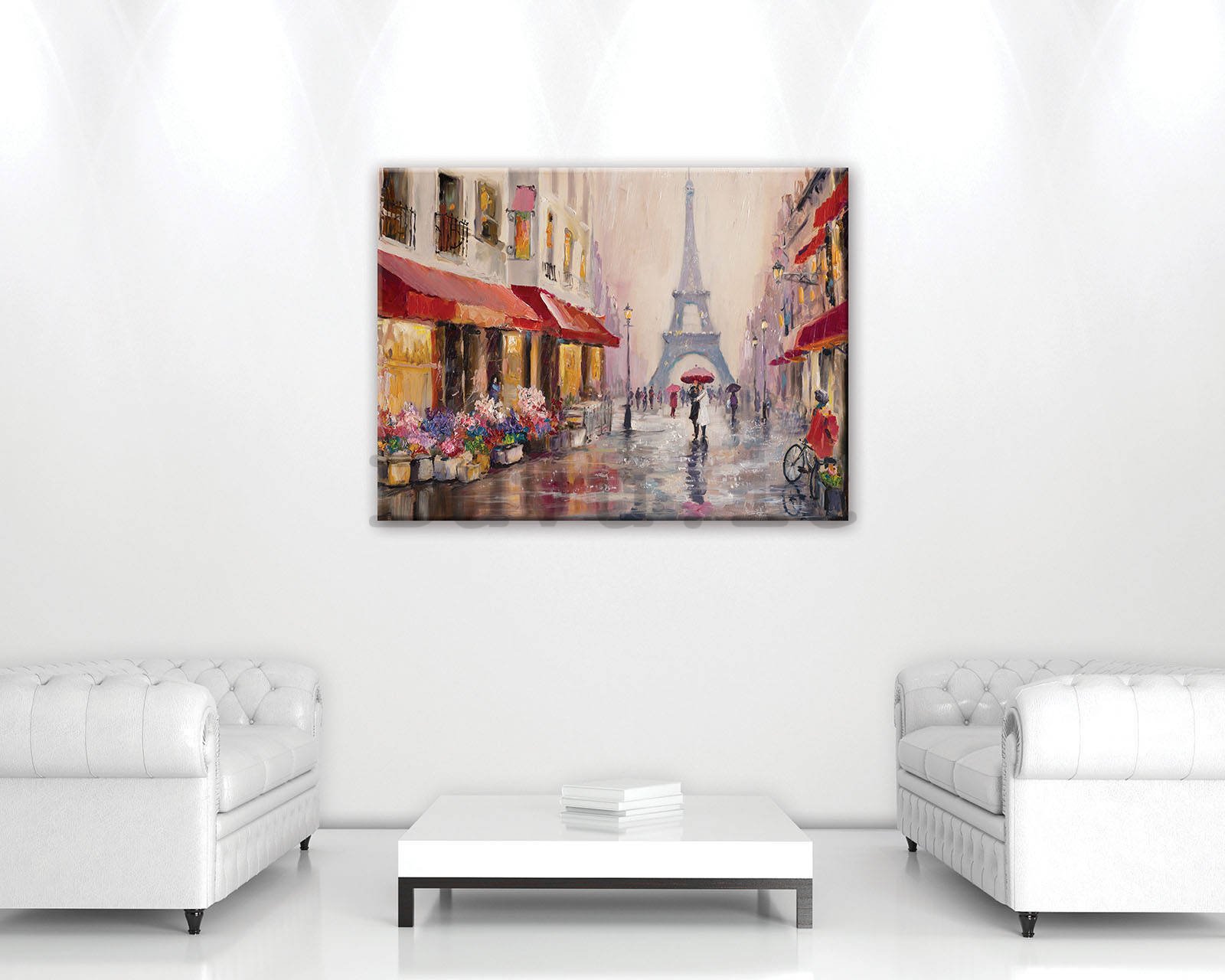 Quadro su tela: Vicolo verso la Torre Eiffel (dipinto) - 80x60 cm