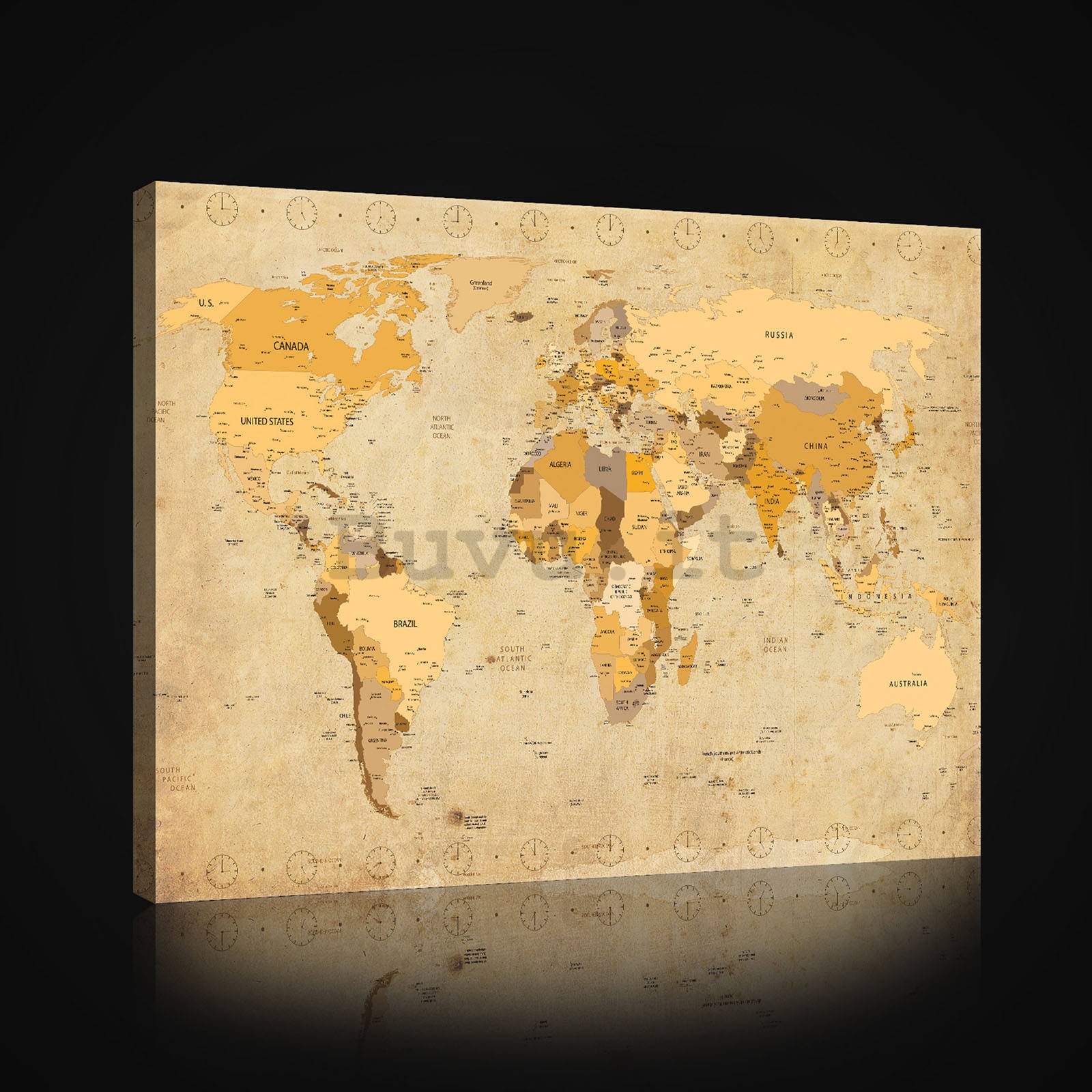 Quadro su tela: Mappa del mondo (Vintage) - 80x60 cm