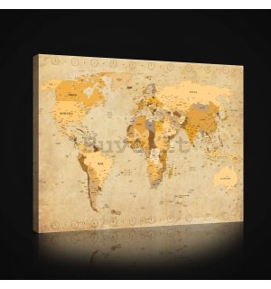 Quadro su tela: Mappa del mondo (Vintage) - 80x60 cm