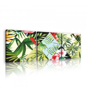 Quadro su tela: Flora tropicale dipinta (1) - set 3pz 25x25cm