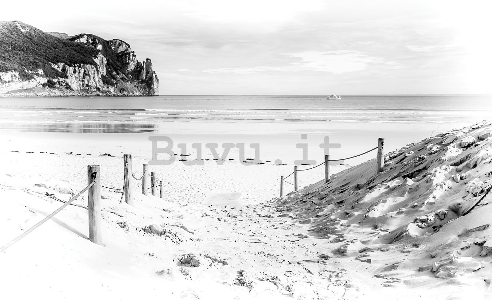 Fotomurale in TNT: Spiaggia sabbiosa (in bianco e nero) - 208x146 cm