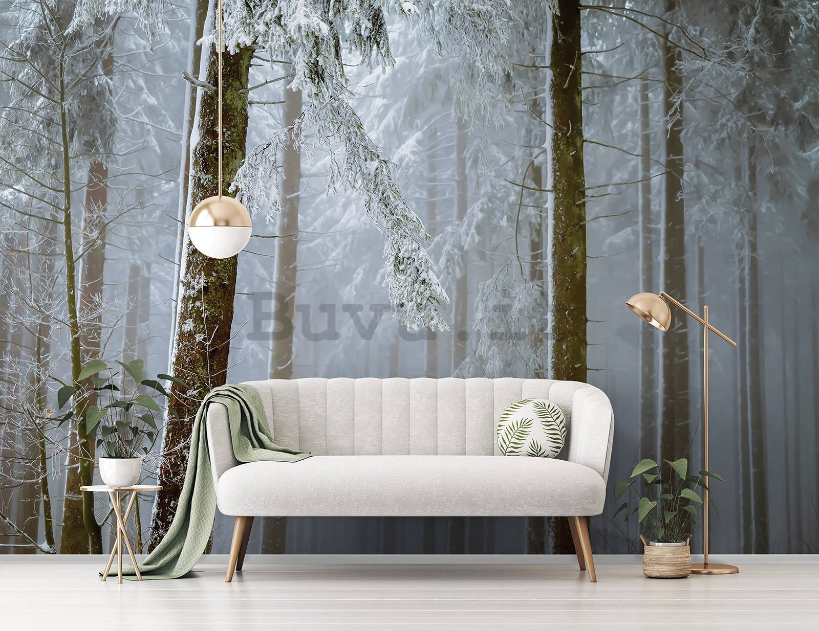 Fotomurale in TNT: Foresta di conifere coperta di neve - 254x184 cm