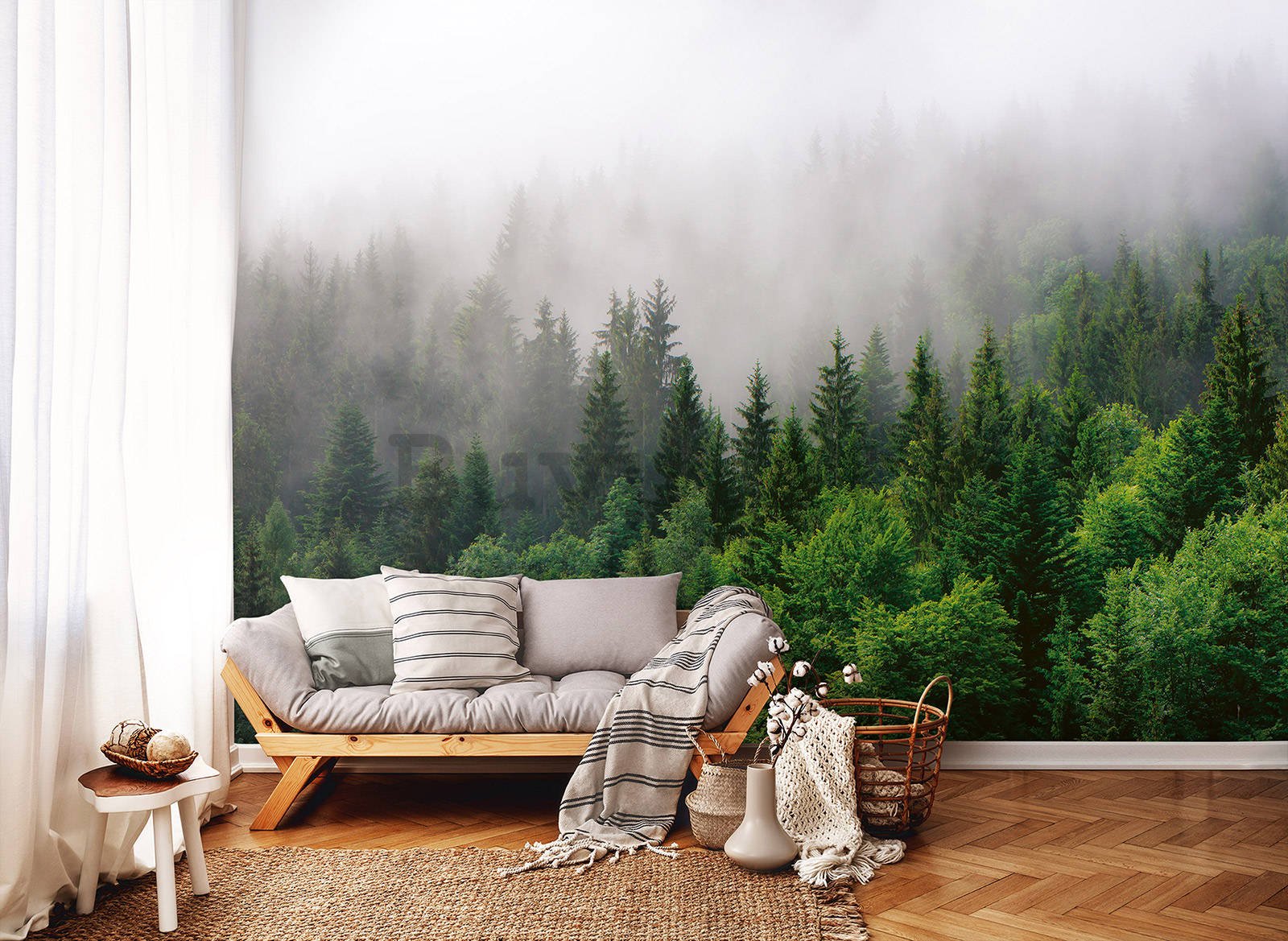 Fotomurale in TNT: Nebbia sulla foresta (2) - 152,5x104 cm