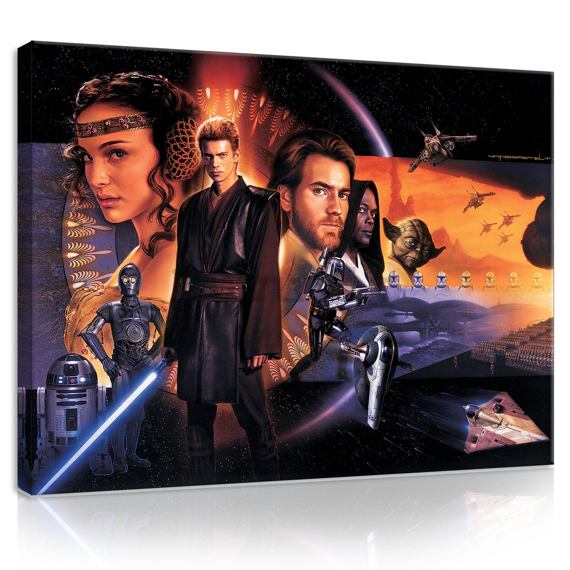 Quadro su tela: Star Wars Attack of the Clones (Poster) - 100x75 cm